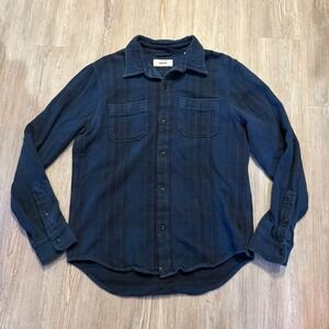 Buck Mason Mens Medium Heavyweight Blue Flannel Shirt